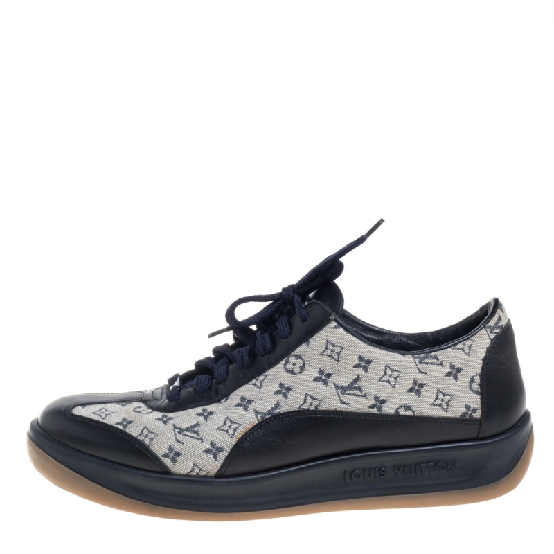 

Louis Vuitton Blue/Grey Canvas And Leather Mini Lin Sneakers Size