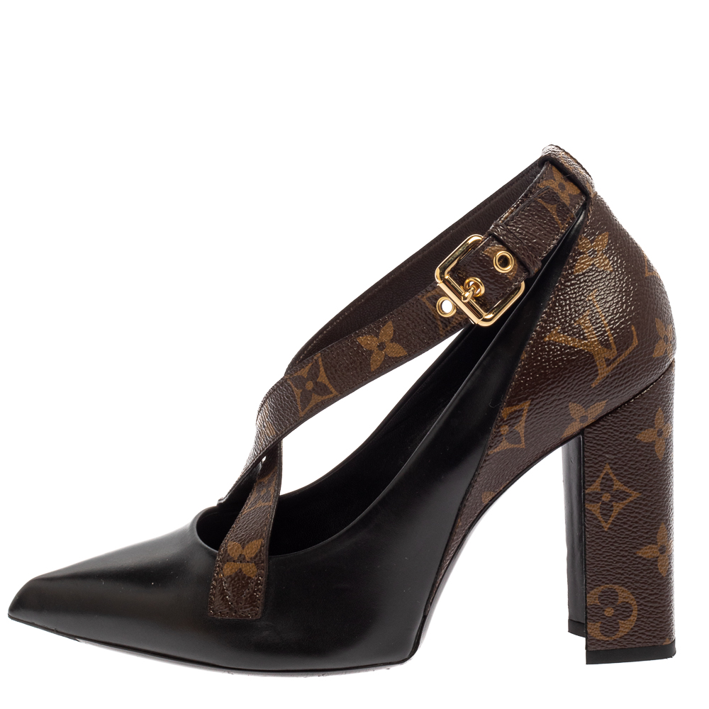 

Louis Vuitton Black/ Monogram Coated Canvas And Leather Matchmake Cross Pumps Size, Brown