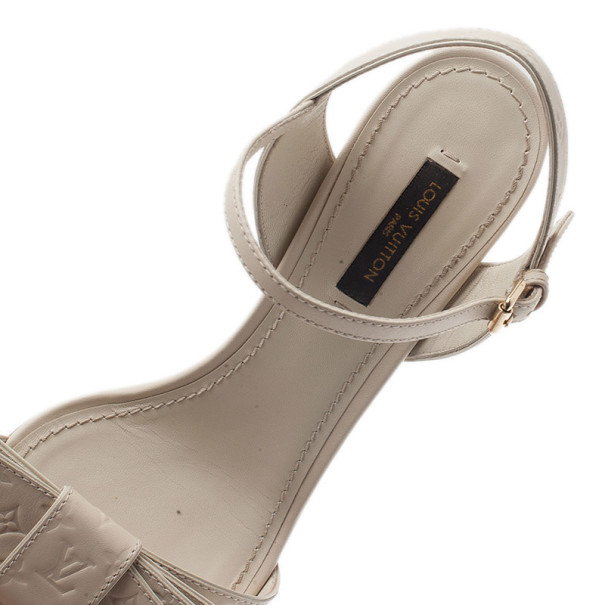 Louis Vuitton Beige Monogram Bow Ankle Strap Sandals Size 38 Louis Vuitton | TLC