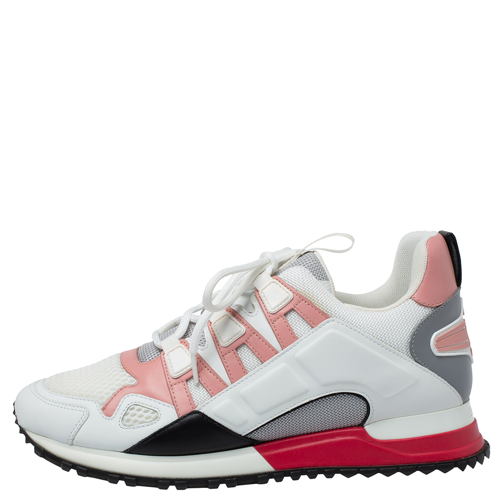 

Louis Vuitton White/Pink Mesh And Leather Run Away Sneakers Size