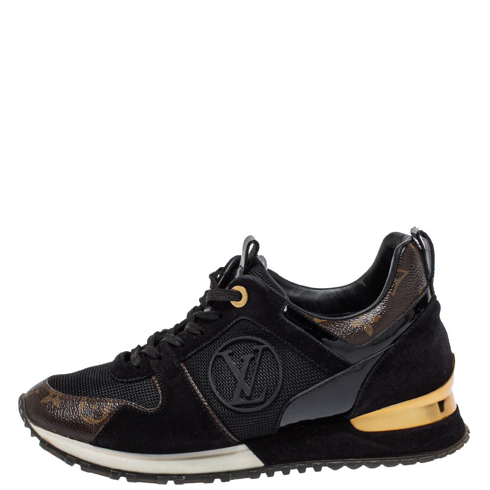 

Louis Vuitton Black Mesh And Monogram Canvas Run Away Sneakers Size