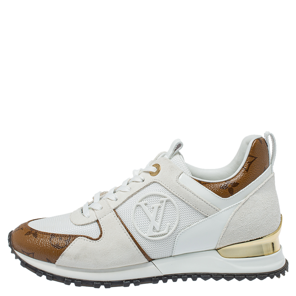 

Louis Vuitton White Mesh And Monogram Canvas Reverse Run Away Sneakers Size