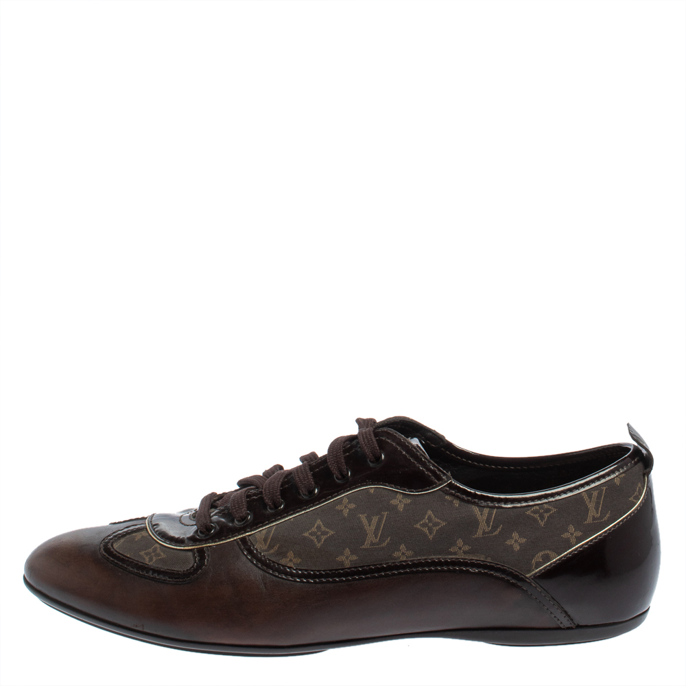 

Louis Vuitton Monogram Canvas and Patent Leather Lace Up Sneakers Size, Brown