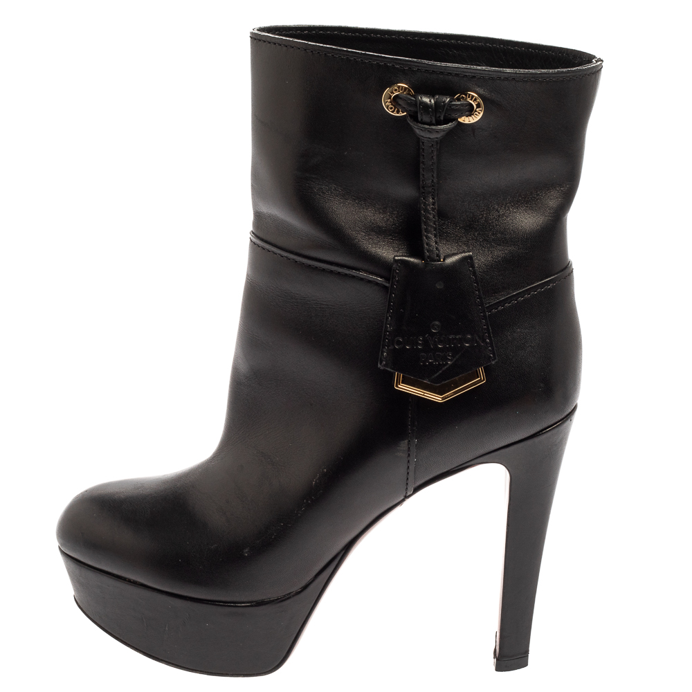 

Louis Vuitton Black Leather Platform Ankle Boots Size