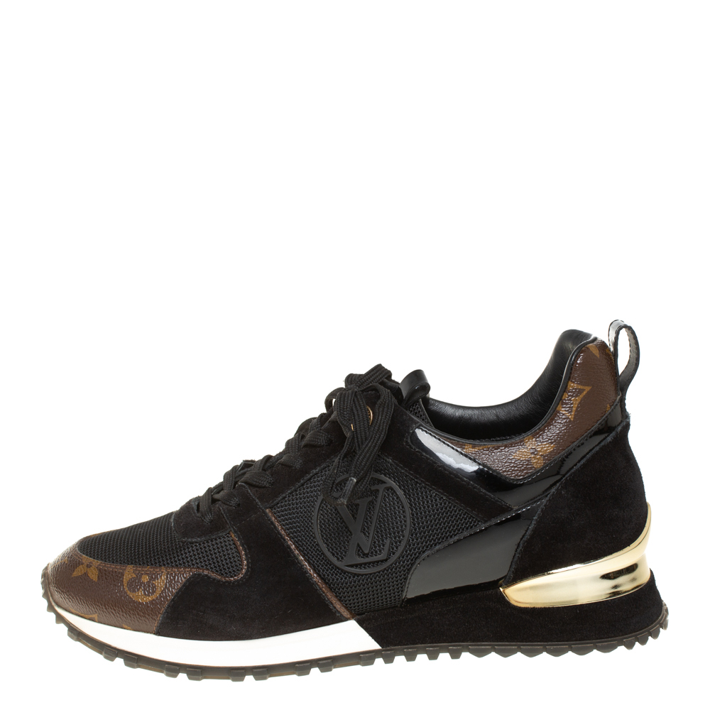 

Louis Vuitton Black/Brown Mesh And Monogram Canvas Run Away Sneakers Size