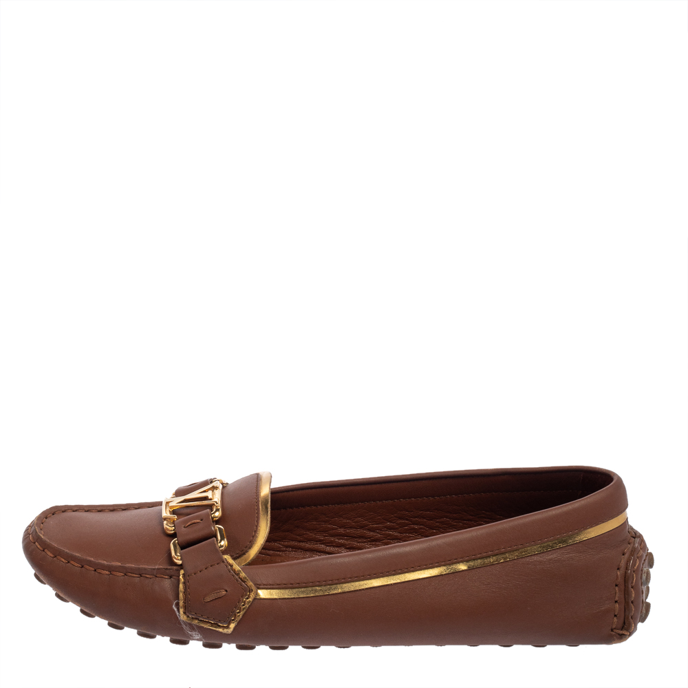 

Louis Vuitton Brown Leather Oxford Loafers Size