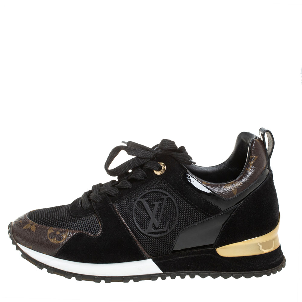 

Louis Vuitton Black Suede And Mesh Run Away Lace Up Sneakers Size