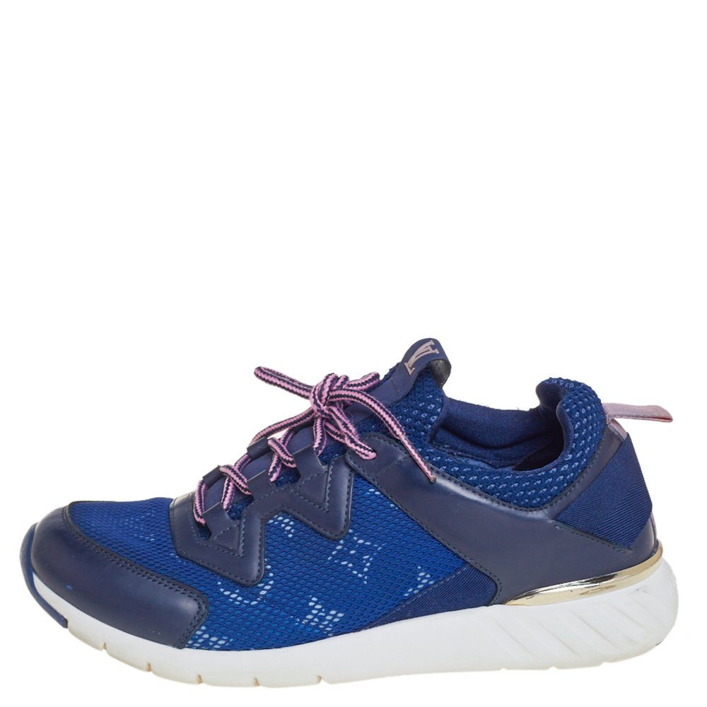 

Louis Vuitton Blue Mesh And Leather Low Top Sneakers Size