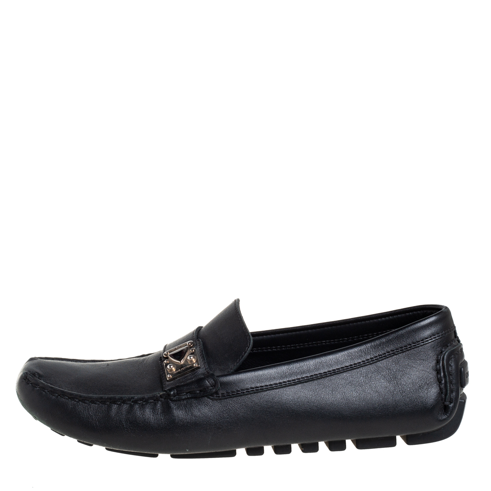 

Louis Vuitton Black Leather Lombok Slip On Loafers Size