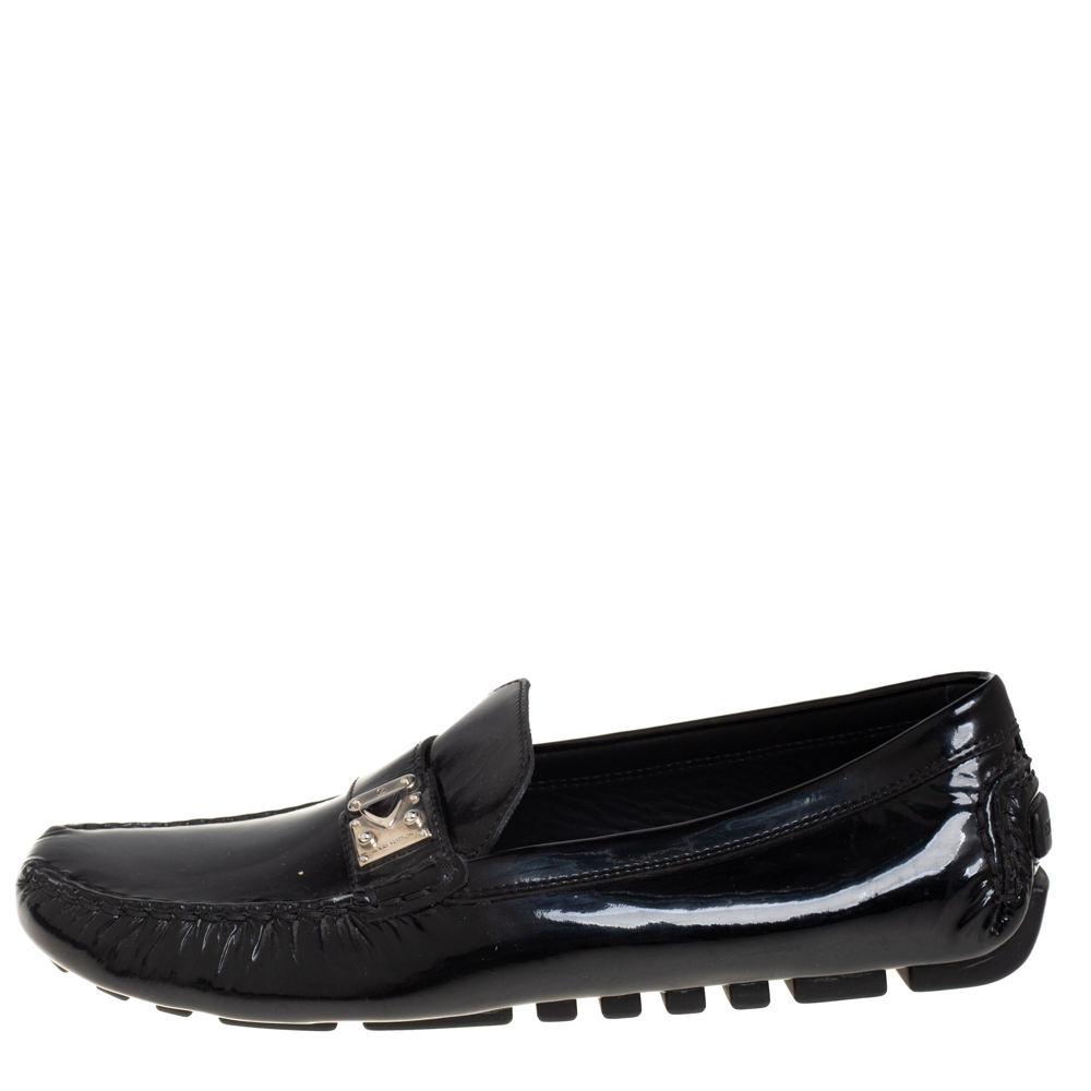 

Louis Vuitton Black Patent Leather Lombok Slip On Loafers Size