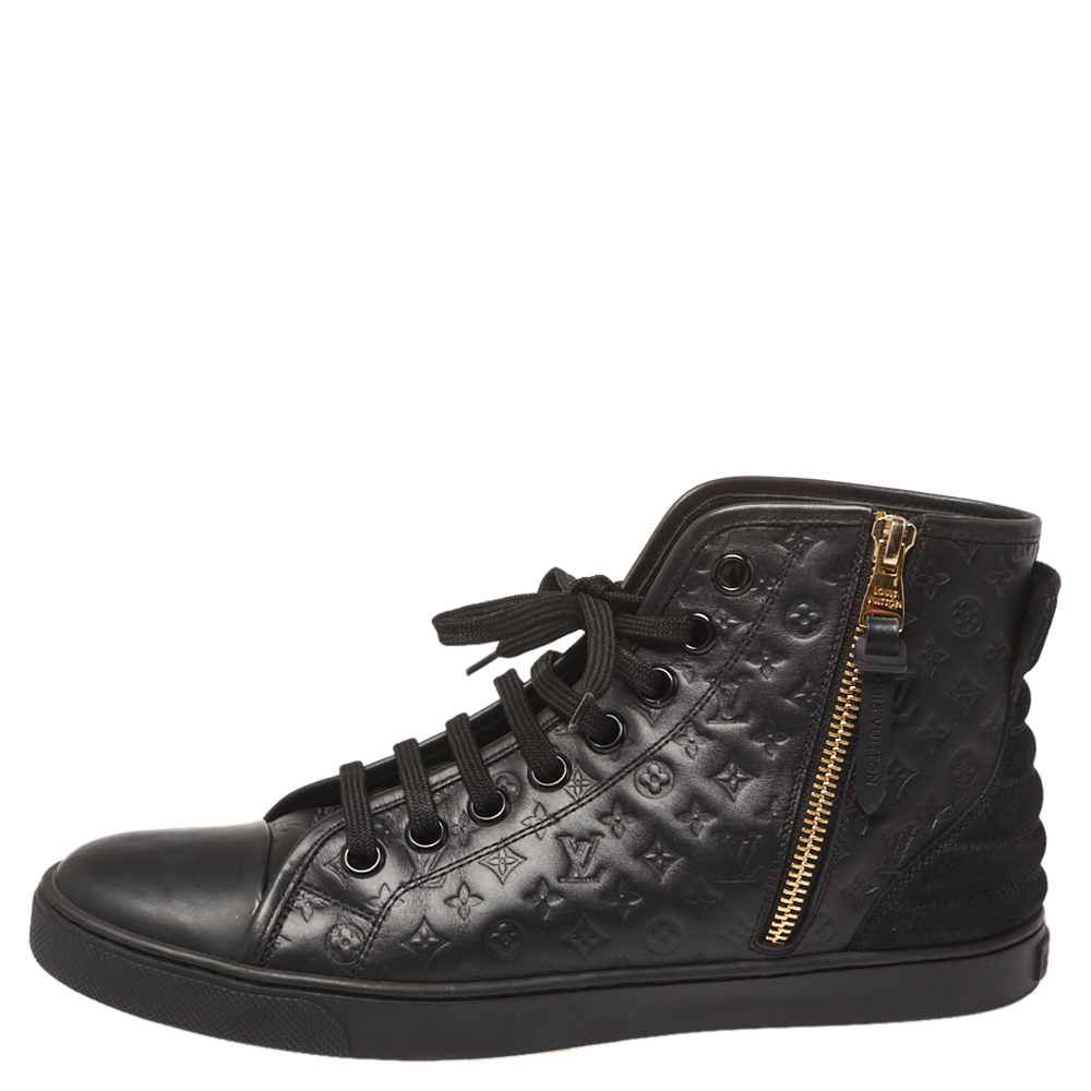 

Louis Vuitton Black Monogram Empreinte Leather Punchy High Top Sneaker Size