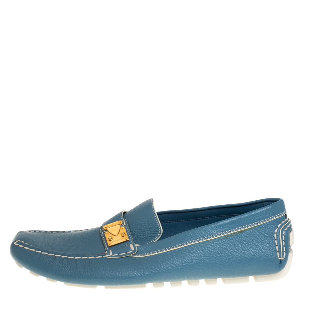 

Louis Vuitton Blue Leather Lombok Slip On Loafers Size