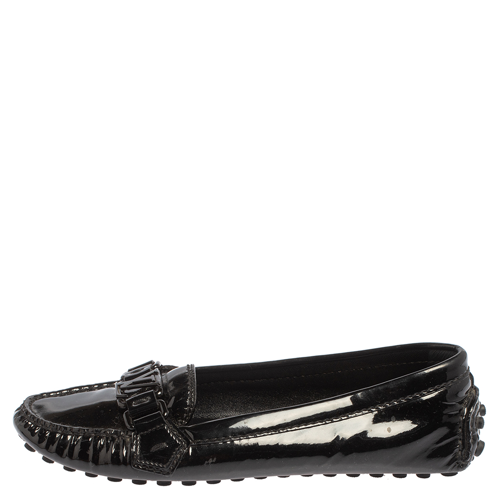 

Louis Vuitton Black Patent Leather Slip On Loafers Size