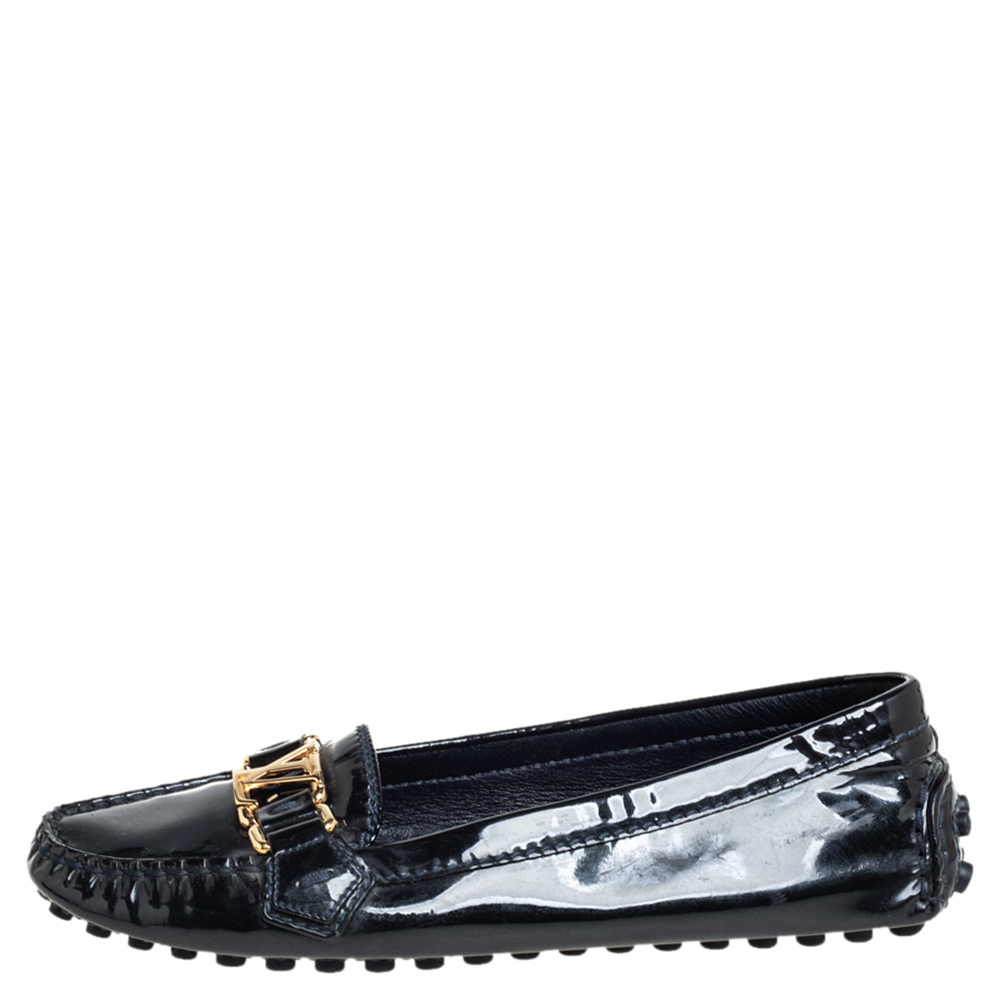 

Louis Vuitton Black Patent Leather Oxford Loafers Size