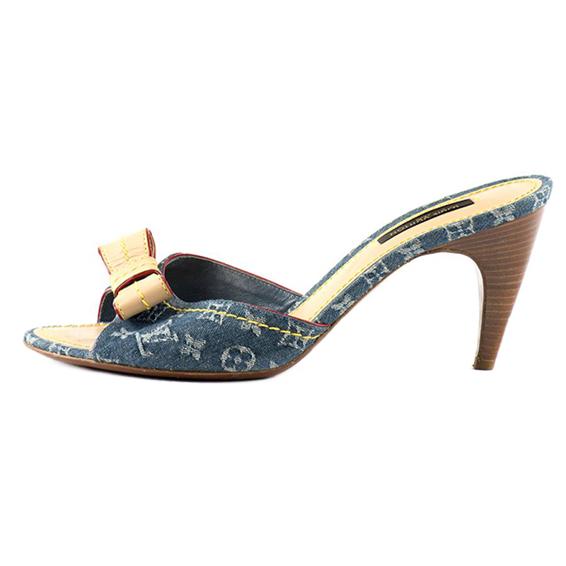 Louis Vuitton Grenadine Monogram Denim Mules Size 38.5