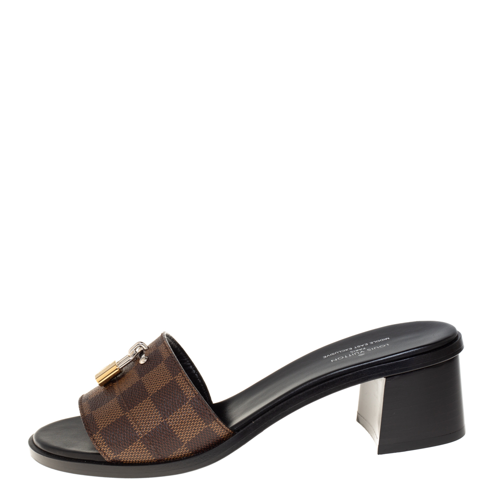 

Louis Vuitton Damier Ebene Canvas Lock It Slide Sandals Size, Brown