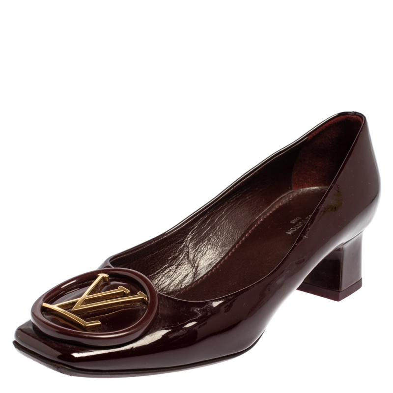 Louis Vuitton Brown Monogram Madeleine Block Heel Pumps Leather