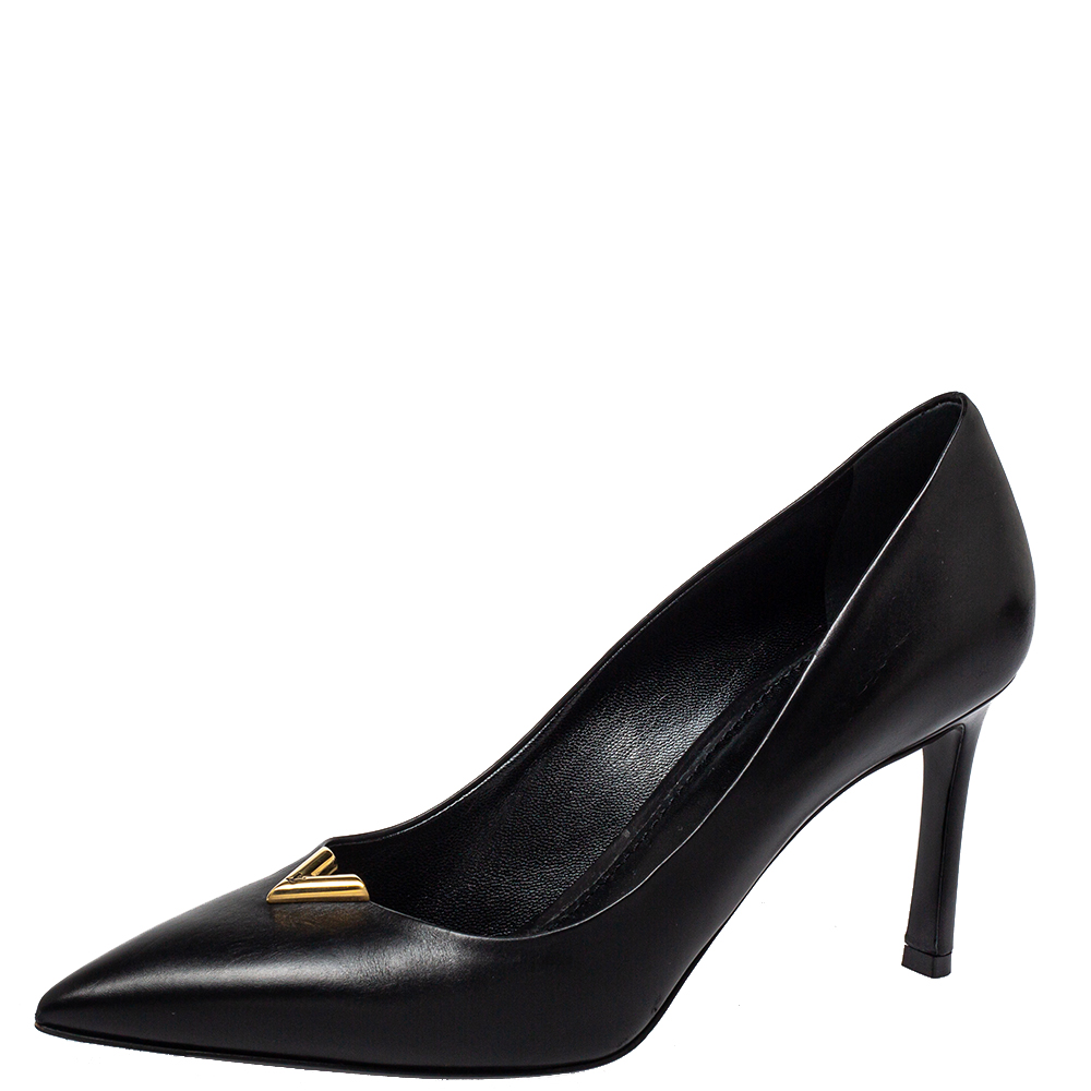 Pre-owned Louis Vuitton Black Leather Heartbreaker Pointed Toe Pumps Size 38.5