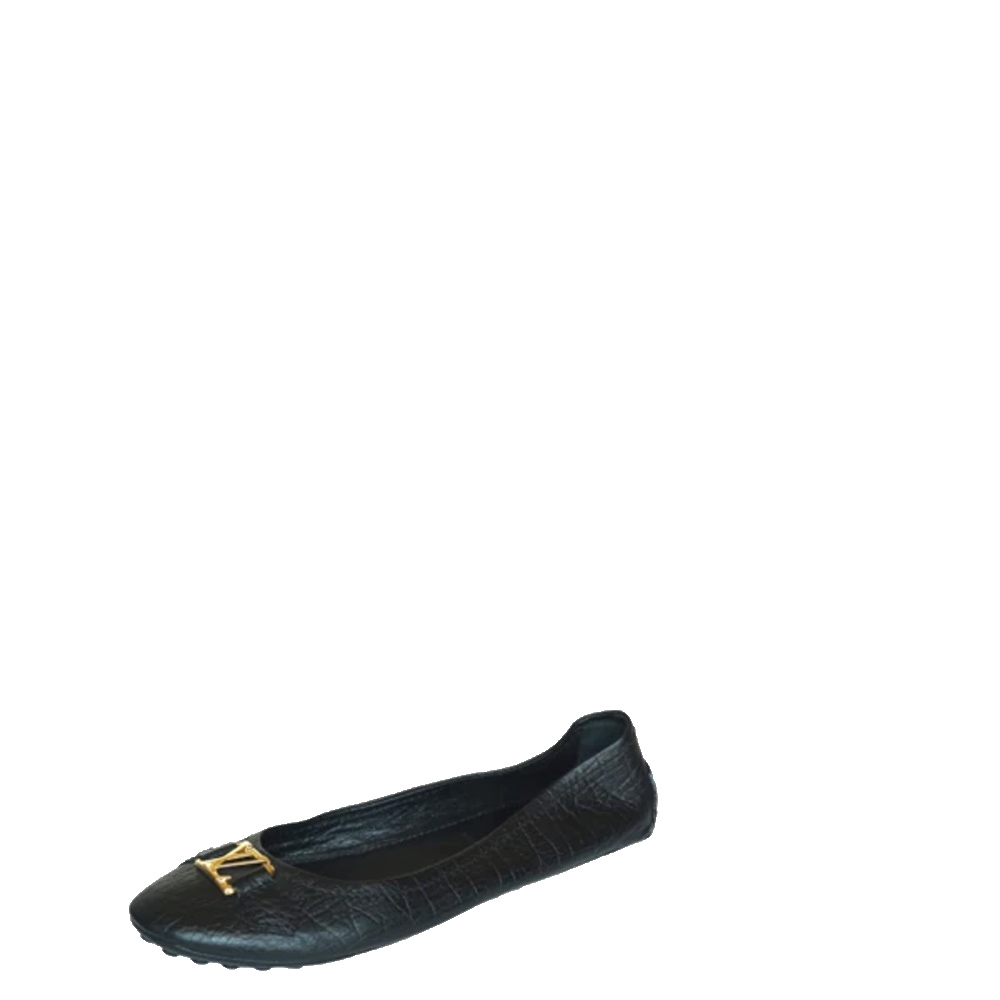 

Louis Vuitton Gold Logo Leather Ballet Flats Size EU, Black