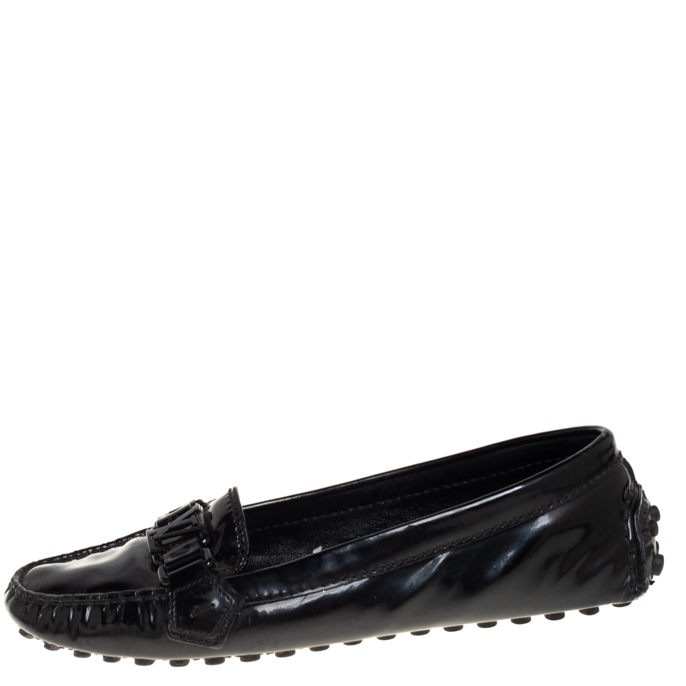 

Louis Vuitton Black Patent Leather Oxford Loafers Size