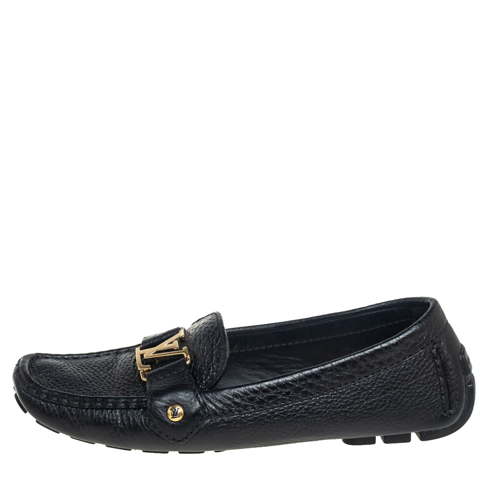 

Louis Vuitton Black Leather Monte Carlo Loafers Size