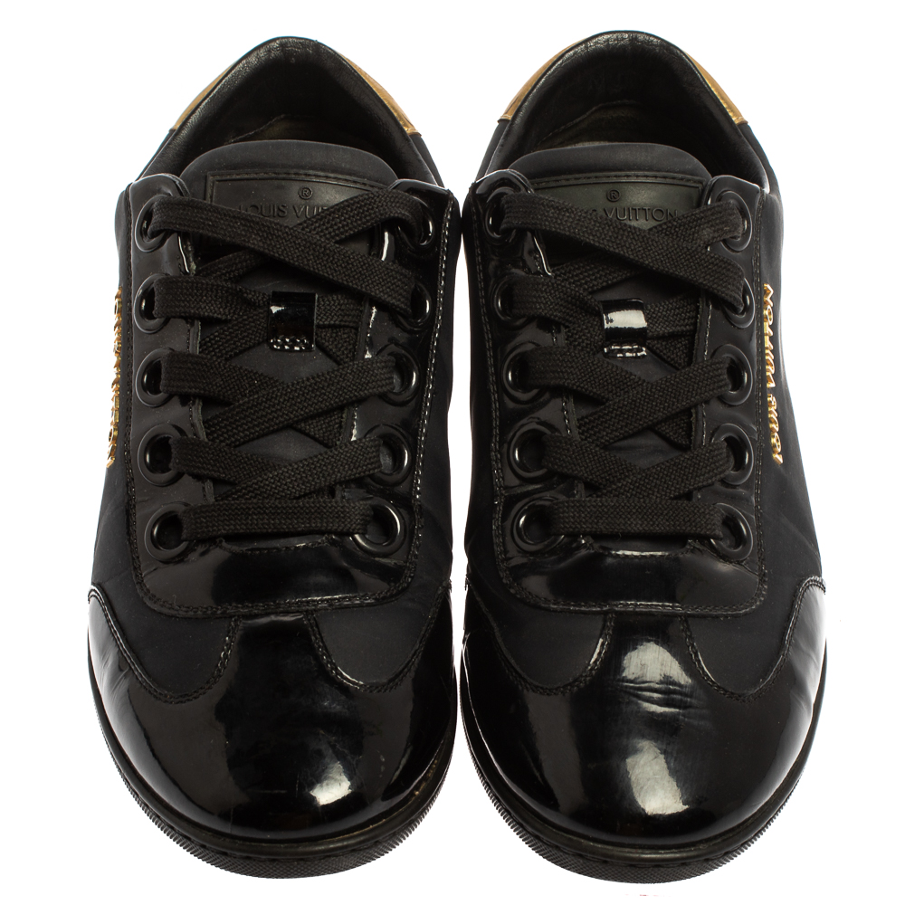 Louis Vuitton Black/Gold  Nylon And Leather Low Top Sneakers Size 36.5 