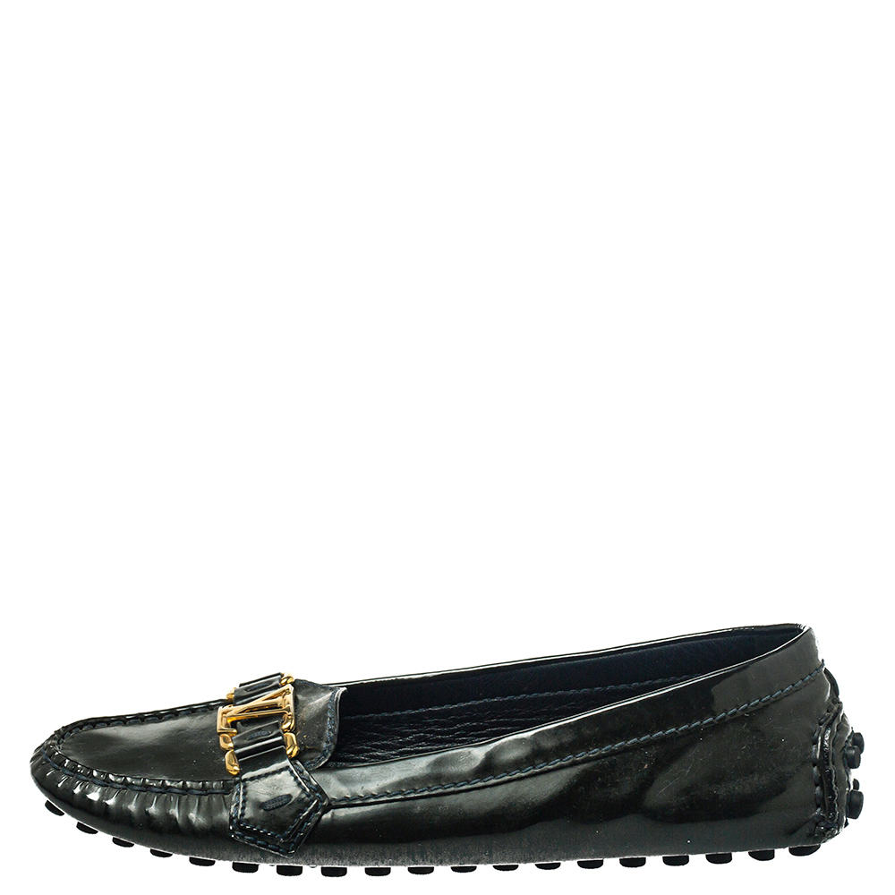 

Louis Vuitton Dark Green Patent Leather Oxford Loafers Size