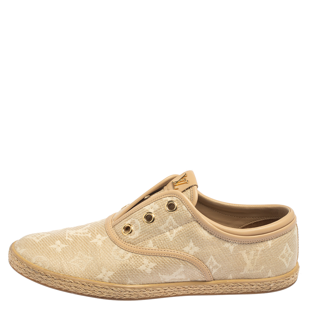 

Louis Vuitton Beige Monogram Canvas and Raffia Popincourt Espadrille Sneakers Size