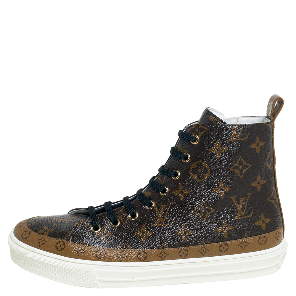 

Louis Vuitton Brown Monogram Canvas Stellar High Top Sneakers Size