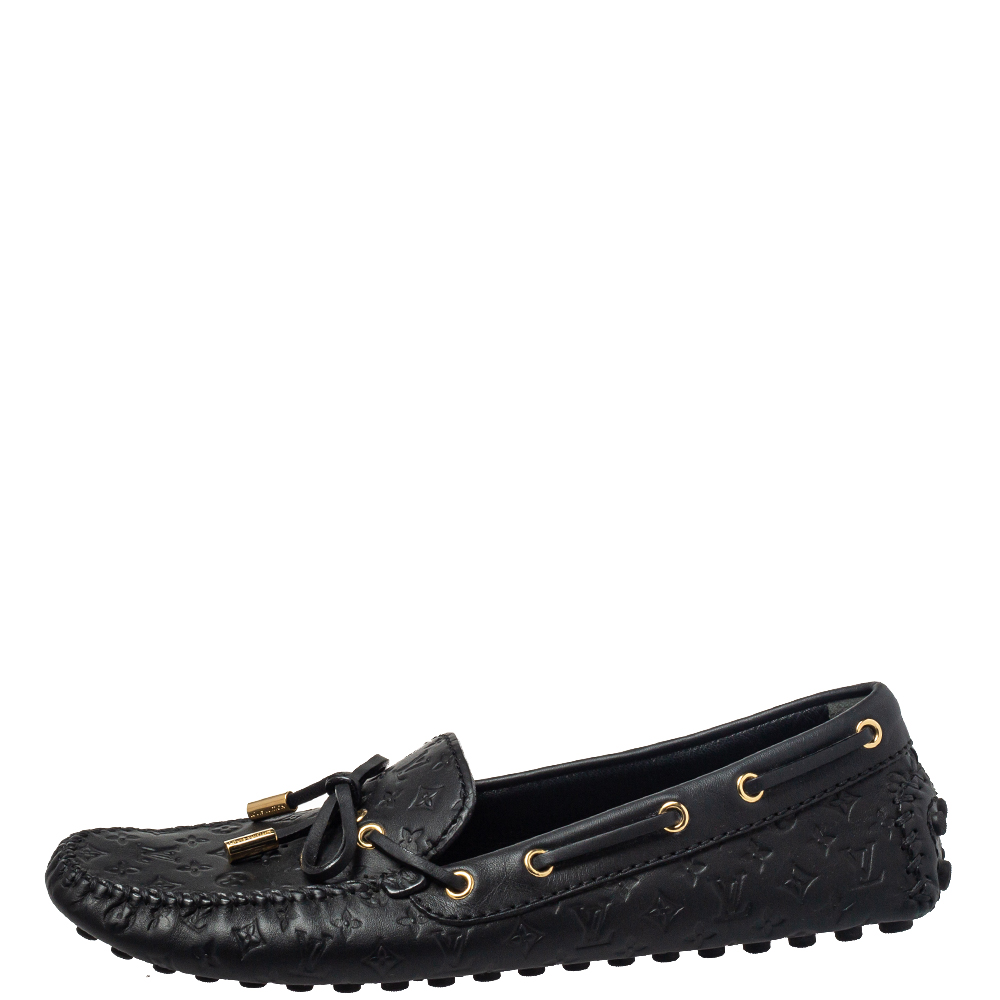 

Louis Vuitton Black Monogram Leather Gloria Slip On Loafers Size