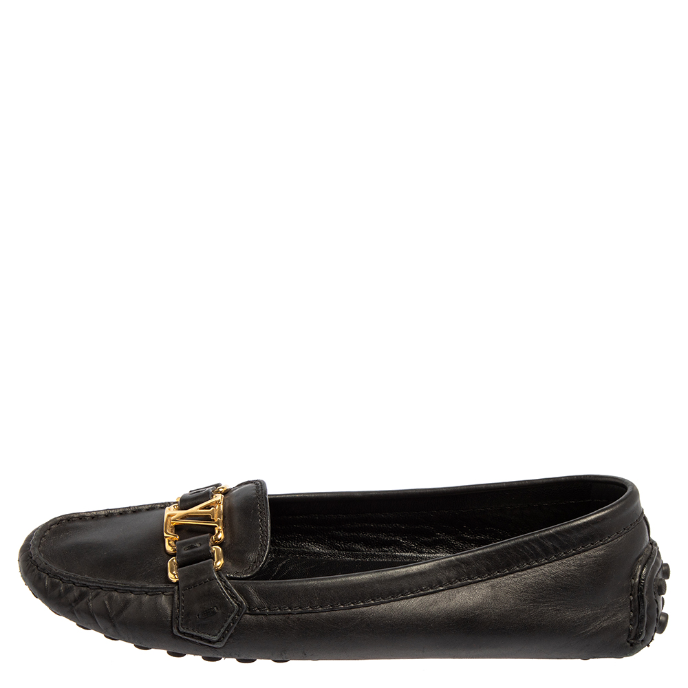 

Louis Vuitton Black Leather Oxford Slip On Loafers Size