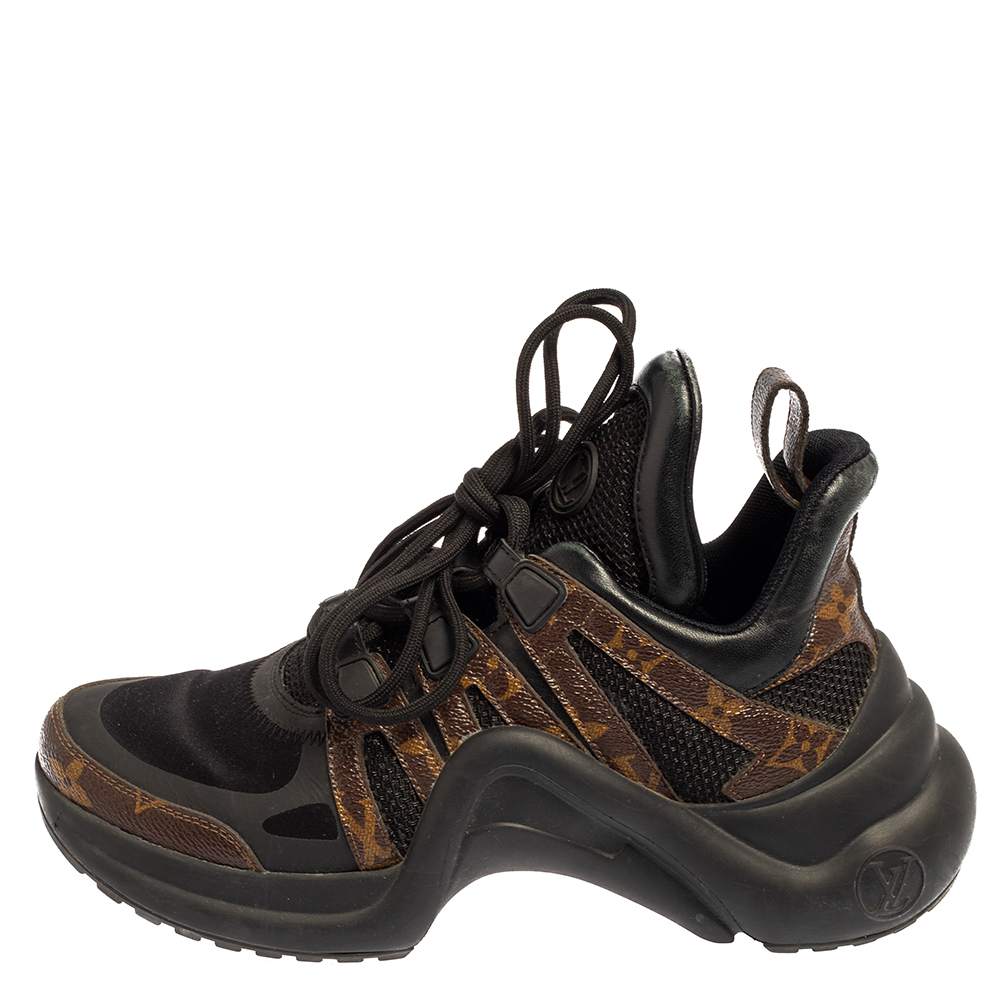 

Louis Vuitton Black/Brown Monogram Canvas And Neoprene Archlight Sneakers Size