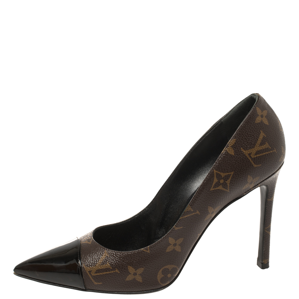 

Louis Vuitton Monogram Canvas And Patent Leather Cap Toe Fetish Pointed Toe Pumps Size, Brown