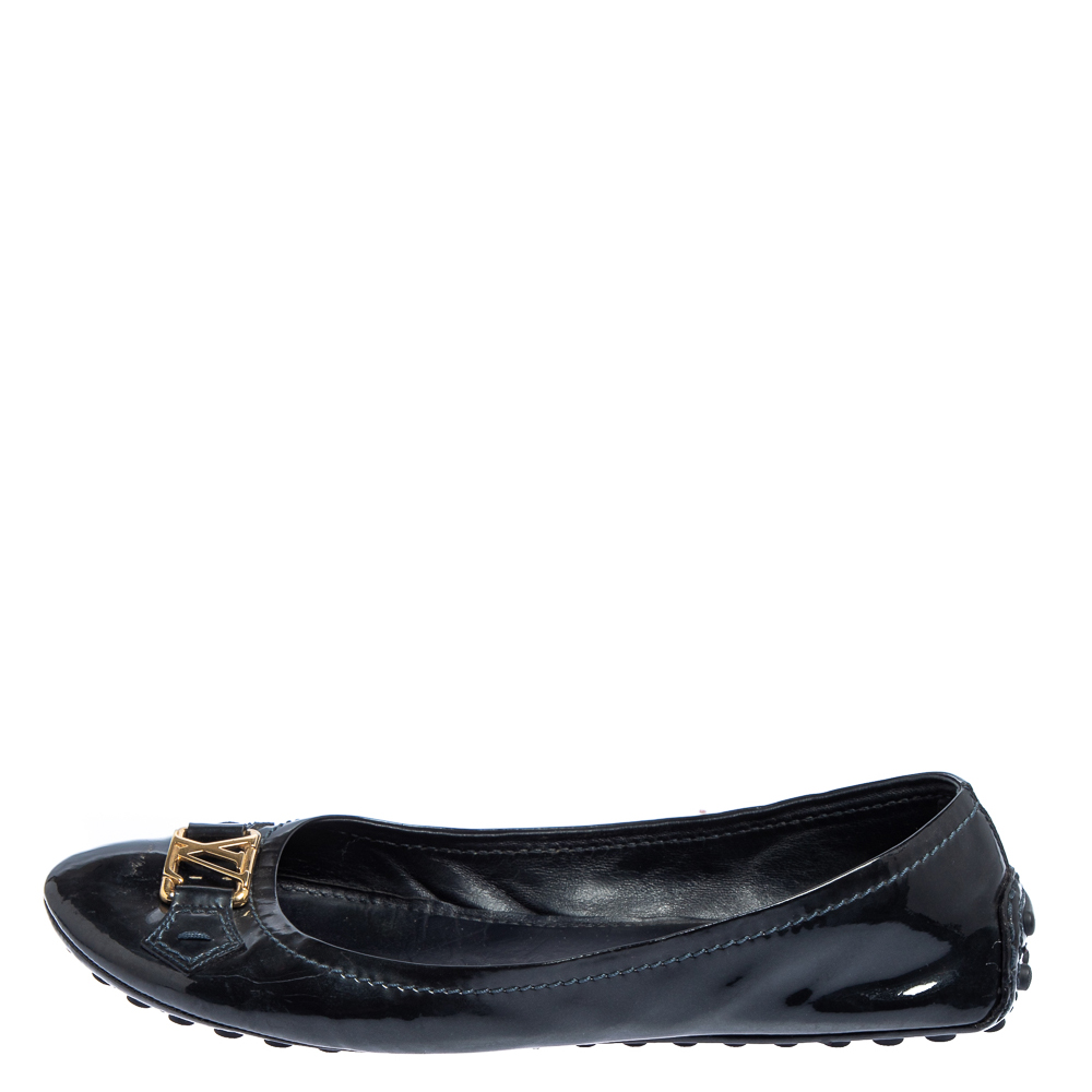 

Louis Vuitton Black Patent Leather Oxford Slip On Loafers Size
