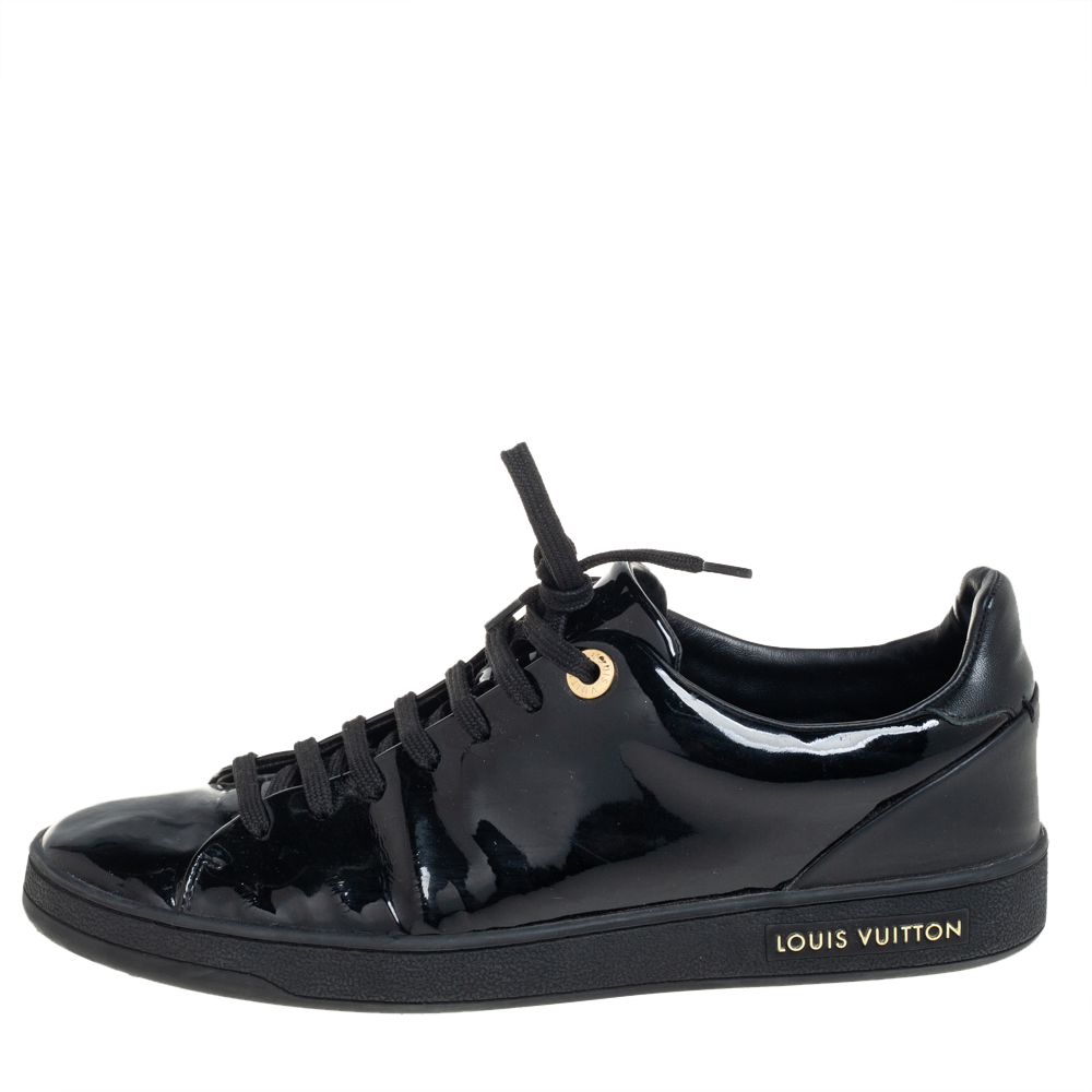 

Louis Vuitton Black Patent Leather Low Top Sneakers Size
