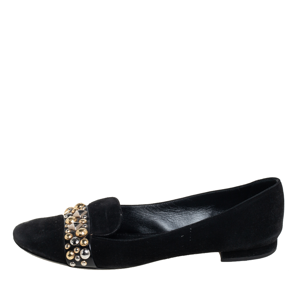 

Louis Vuitton Black Suede Crystal Embellished Smoking Slipper Size