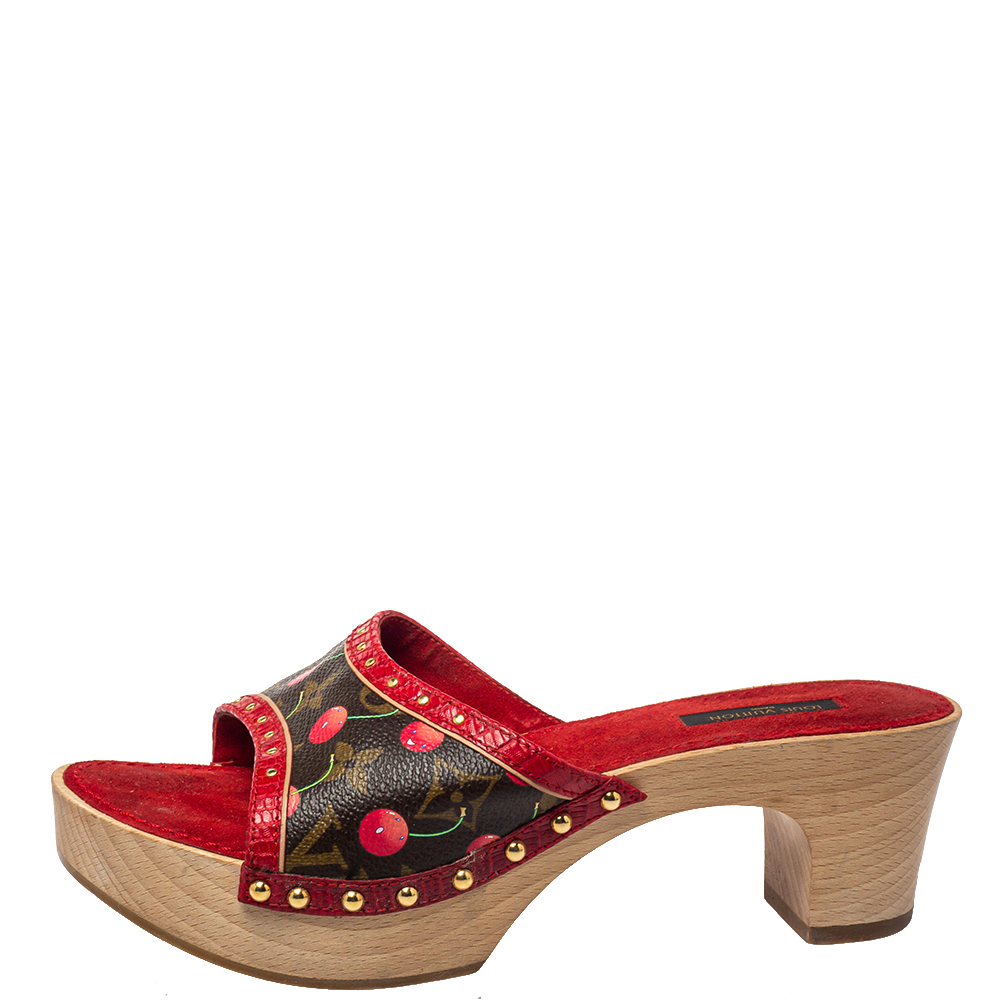 

Louis Vuitton Monogram Canvas Wooden Clog Sandals Size, Brown