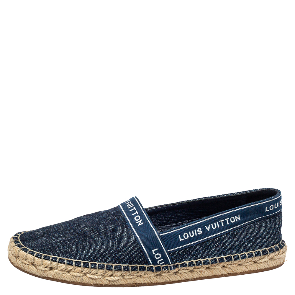 

Louis Vuitton Blue Denim Espadrille Flats Size