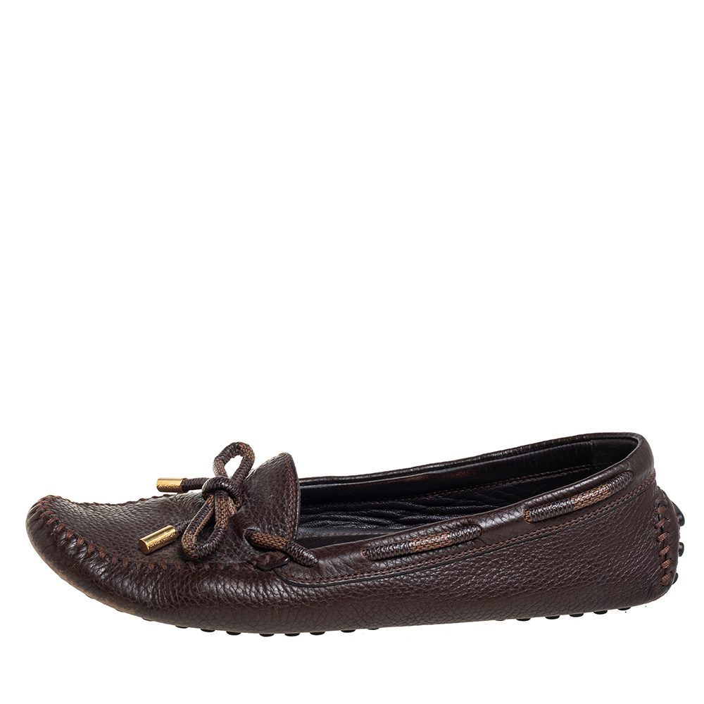 

Louis Vuitton Brown Leather and Canvas Slip On Loafers Sze