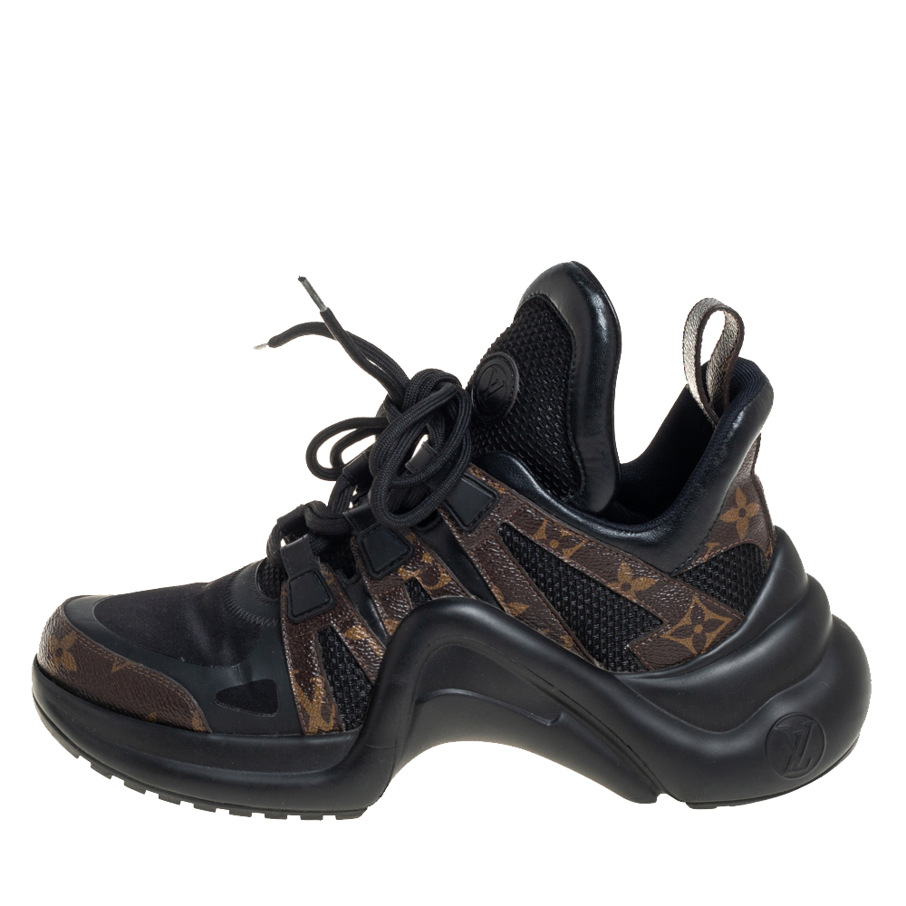 

Louis Vuitton Black/Brown Neoprene And Monogram Canvas Archlight Low Top Sneakers Size