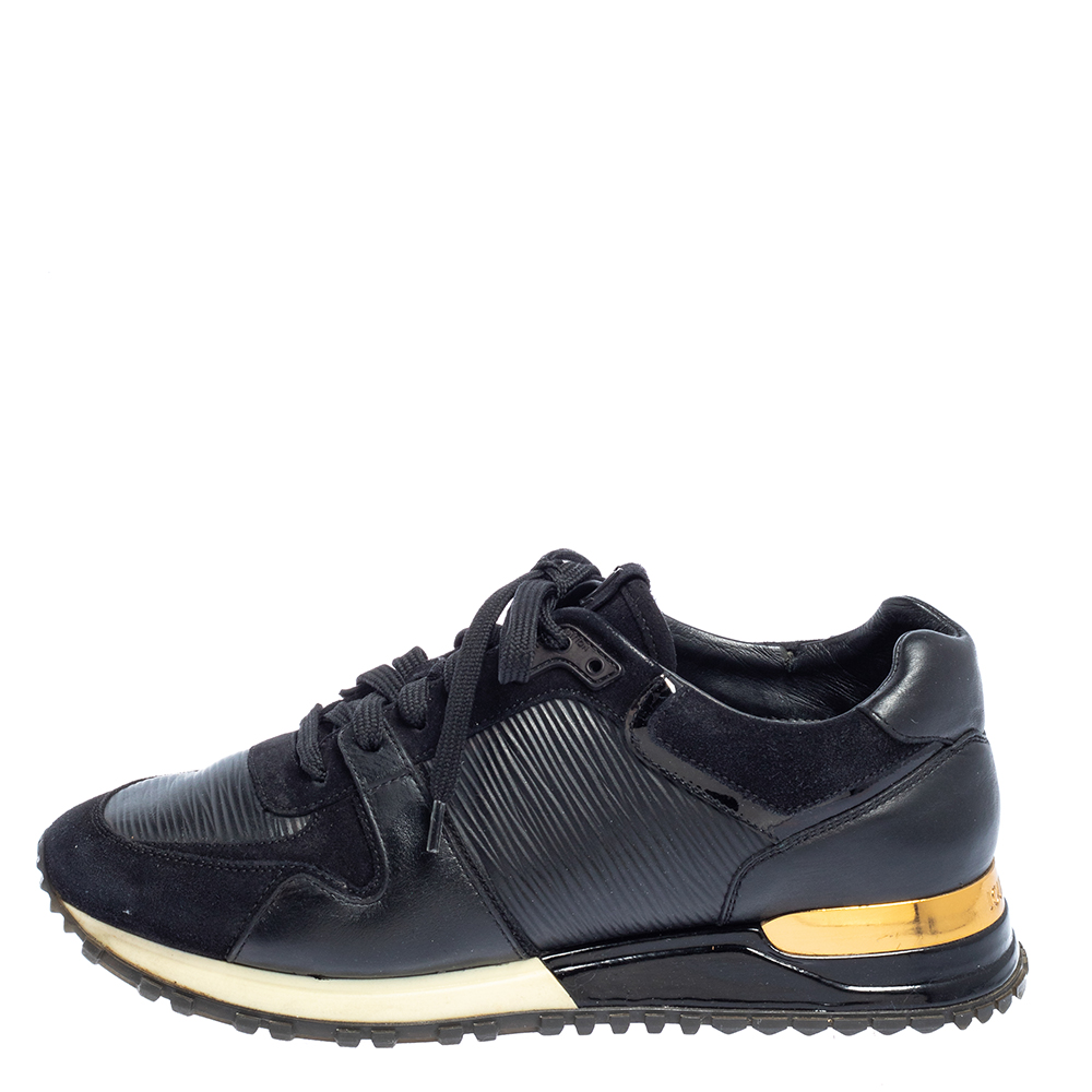 

Louis Vuitton Black Leather And Suede Run Away Sneakers Size