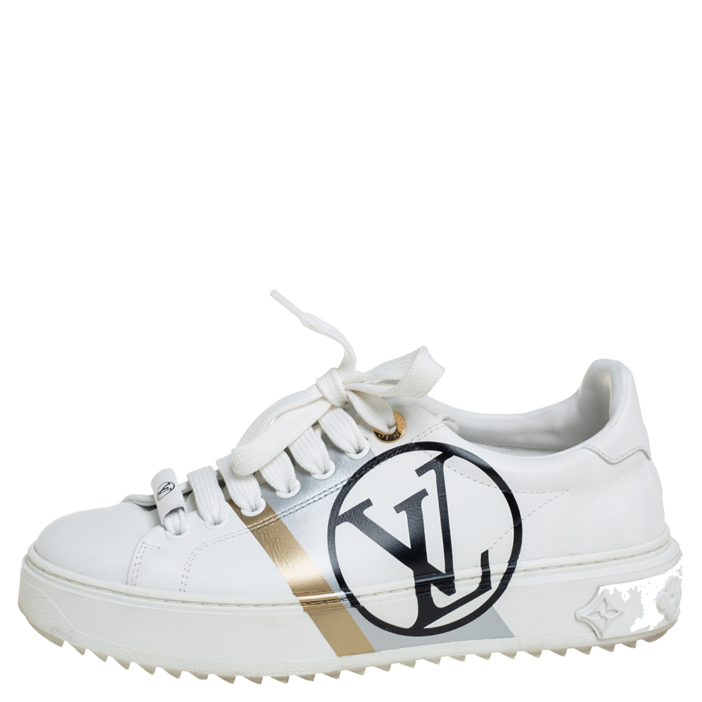 

Louis Vuitton White Leather Logo Time Out Sneakers Size