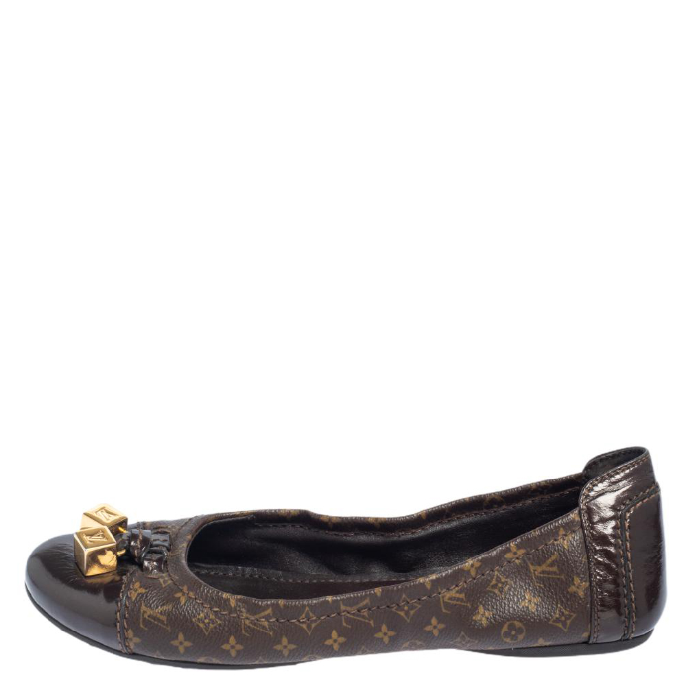 

Louis Vuitton Monogram Canvas and Leather Cap Toe Lovely Ballet Flats Size, Brown
