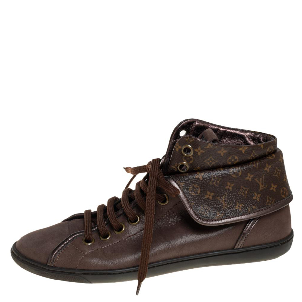 

Louis Vuitton Brown Monogram Canvas & Leather Brea Sneaker Boots Size