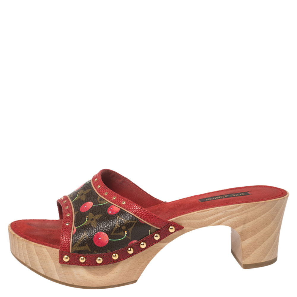 

Louis Vuitton Monogram Canvas and Leather Wooden Clog Sandals Size, Brown