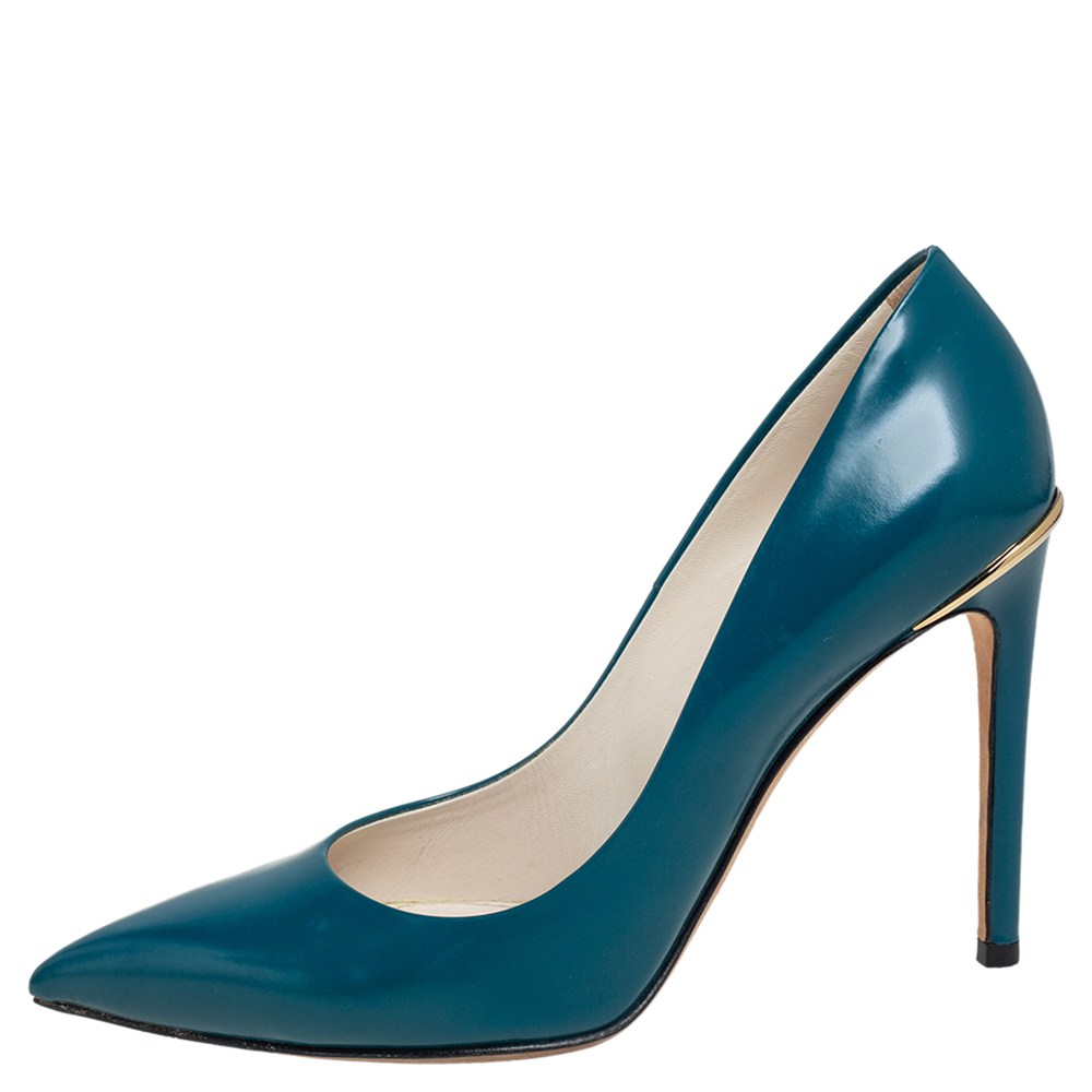 

Louis Vuitton Teal Blue Leather Eyeline Pointed Toe Pumps Size