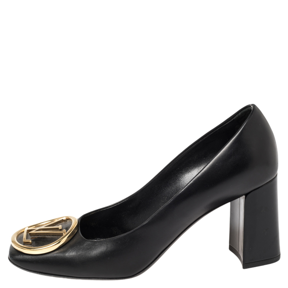 

Louis Vuitton Black Leather Madeline Logo Pumps Size