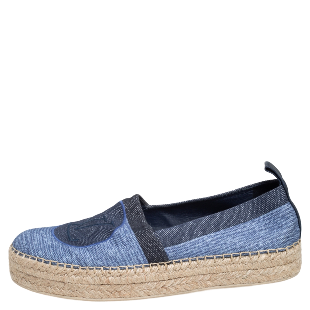 

Louis Vuitton Blue Shore Denim Postcard Espadrilles Size