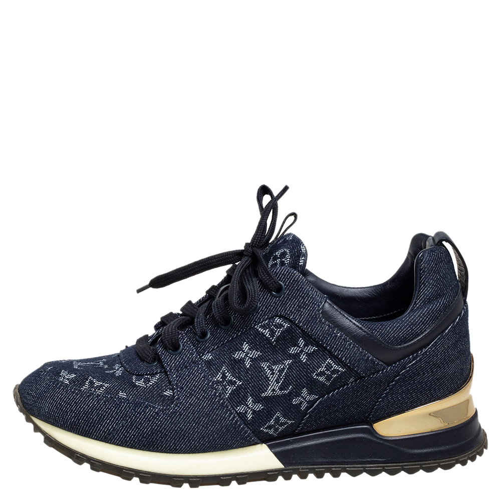 

Louis Vuitton Blue Denim, Leather Run Away Sneakers Size
