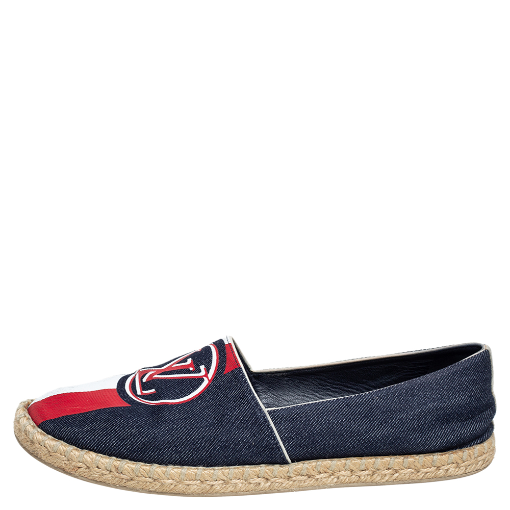 

Louis Vuitton Navy Blue Denim Canvas Postcard Flats Size